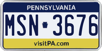 PA license plate MSN3676