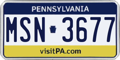 PA license plate MSN3677
