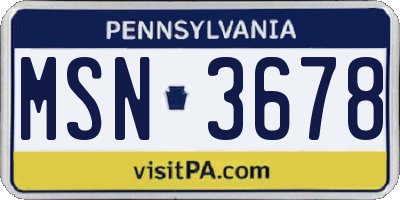 PA license plate MSN3678