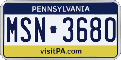 PA license plate MSN3680