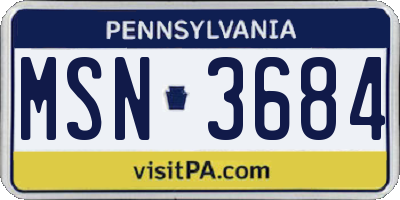PA license plate MSN3684
