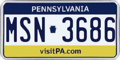 PA license plate MSN3686