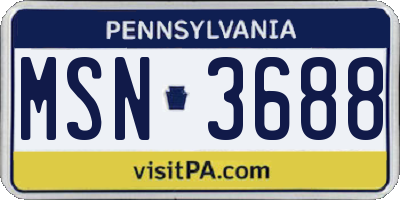PA license plate MSN3688