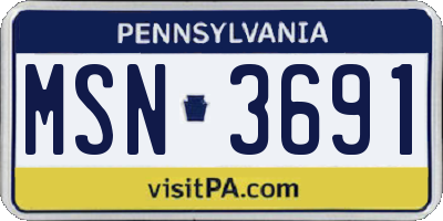 PA license plate MSN3691