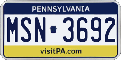 PA license plate MSN3692