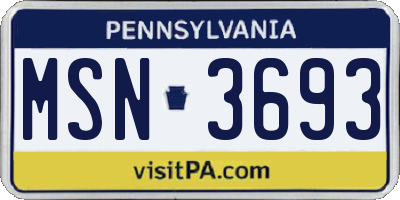 PA license plate MSN3693