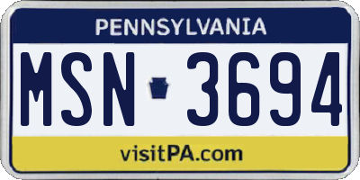PA license plate MSN3694