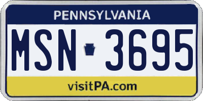 PA license plate MSN3695