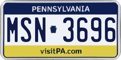 PA license plate MSN3696