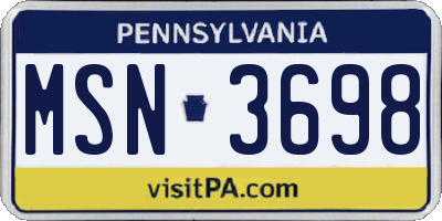 PA license plate MSN3698