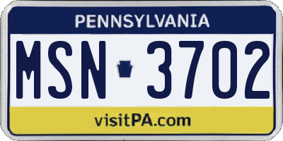 PA license plate MSN3702