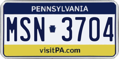 PA license plate MSN3704