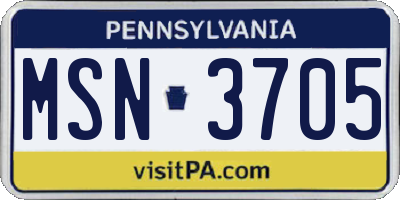 PA license plate MSN3705