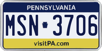 PA license plate MSN3706