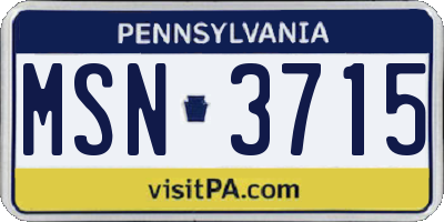 PA license plate MSN3715