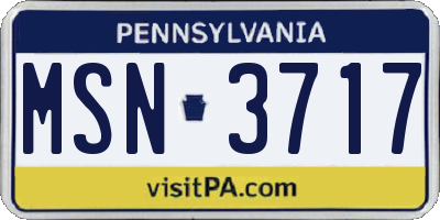 PA license plate MSN3717