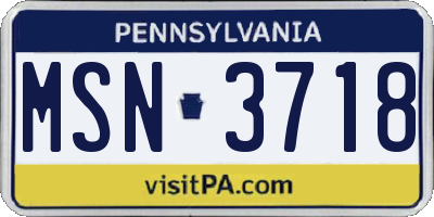 PA license plate MSN3718