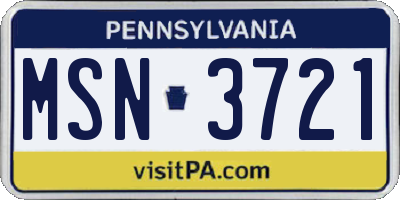 PA license plate MSN3721