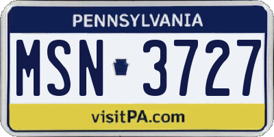 PA license plate MSN3727