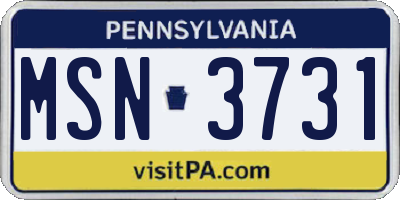 PA license plate MSN3731