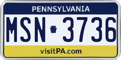 PA license plate MSN3736