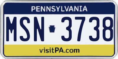 PA license plate MSN3738