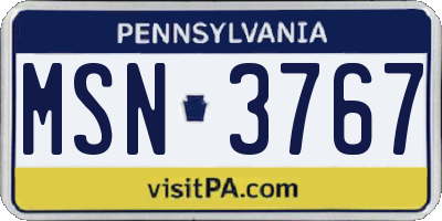PA license plate MSN3767