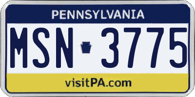 PA license plate MSN3775