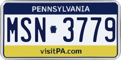 PA license plate MSN3779