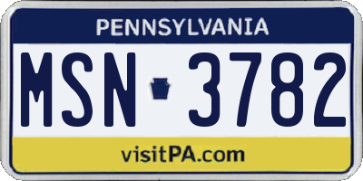 PA license plate MSN3782