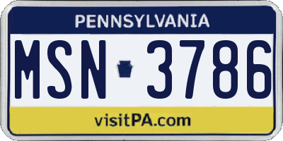 PA license plate MSN3786