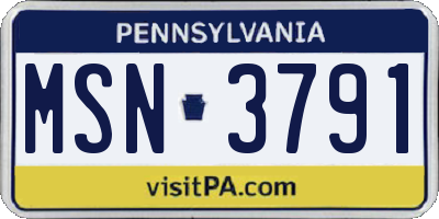 PA license plate MSN3791