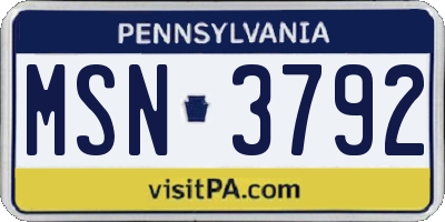 PA license plate MSN3792