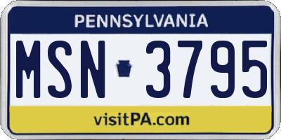 PA license plate MSN3795