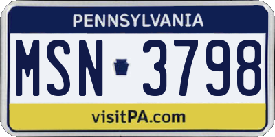 PA license plate MSN3798