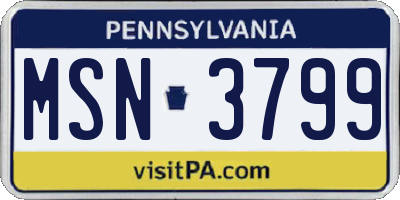 PA license plate MSN3799