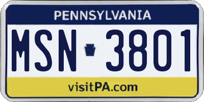 PA license plate MSN3801