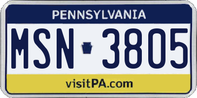 PA license plate MSN3805