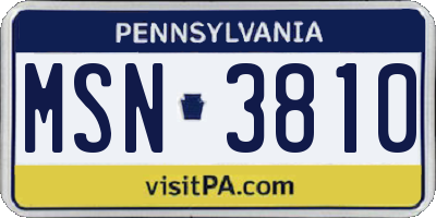 PA license plate MSN3810