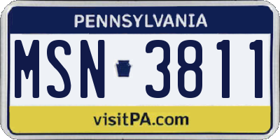 PA license plate MSN3811