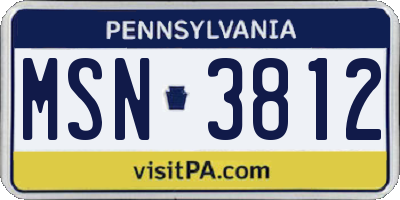 PA license plate MSN3812