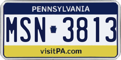 PA license plate MSN3813