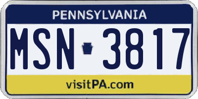 PA license plate MSN3817