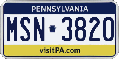 PA license plate MSN3820