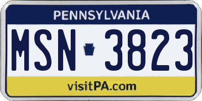 PA license plate MSN3823