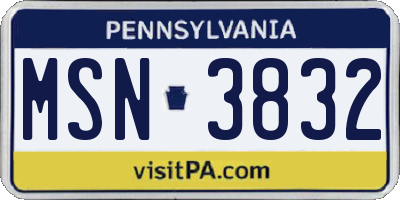 PA license plate MSN3832