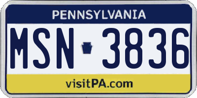PA license plate MSN3836