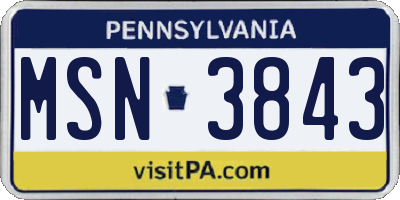 PA license plate MSN3843