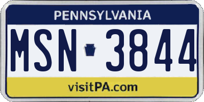 PA license plate MSN3844