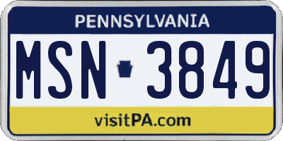 PA license plate MSN3849